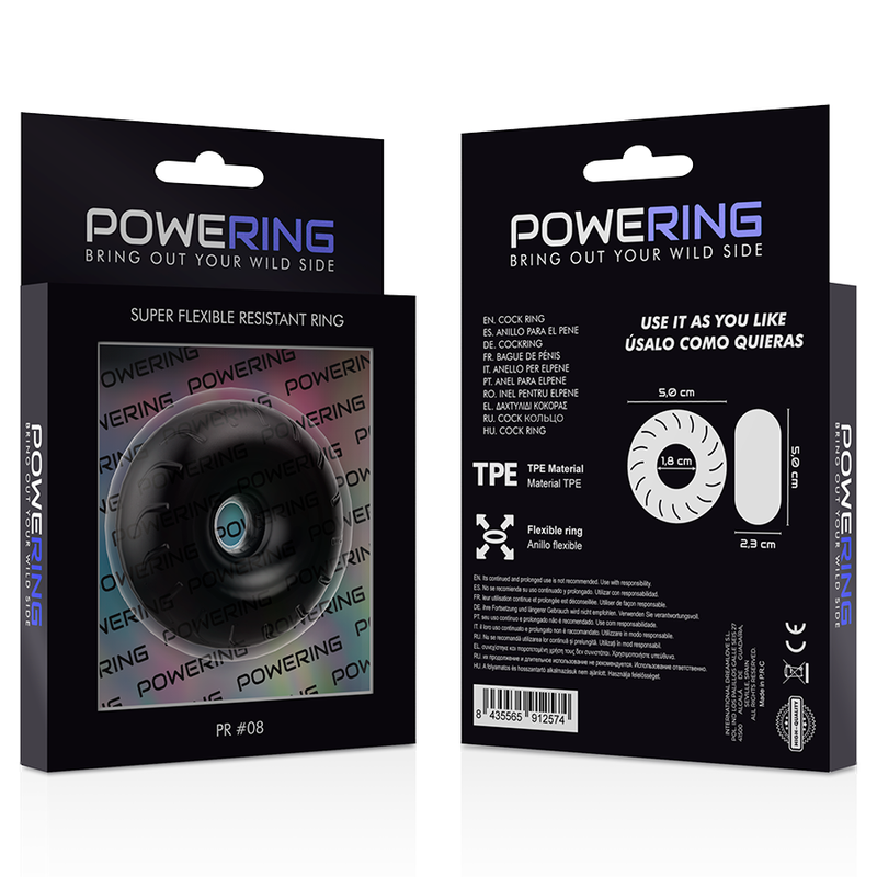 POWERING - SUPER FLEXIBLE AND RESISTANT PENIS RING 5CM PR08 BLACK