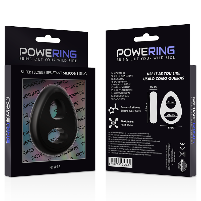 POWERING - SUPER FLEXIBLE AND RESISTANT PENIS AND TESTICLES RING PR13 BLACK