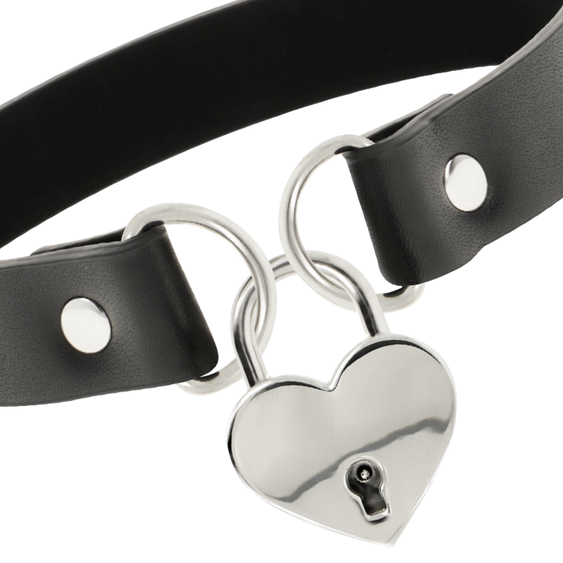 COQUETTE CHIC DESIRE - VEGAN LEATHER NECKLACE HEART ACCESSORY WITH KEY