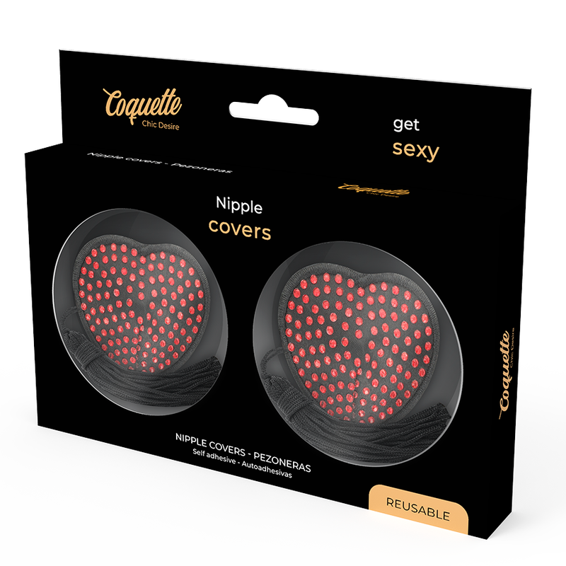 COQUETTE CHIC DESIRE - RED/BLACK NIPPLE COVERS