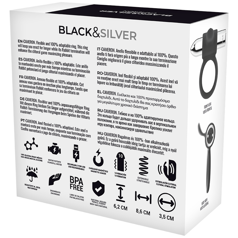 BLACK&amp;SILVER - CAMERON RECHARGEABLE RING SILVER