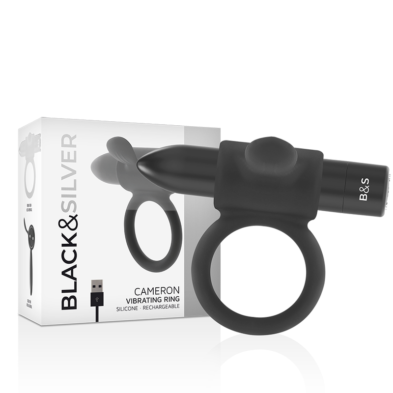 BLACK&amp;SILVER - CAMERON BLACK RECHARGEABLE RING