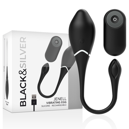 BLACK&amp;SILVER - JENELL RECHARGEABLE VIBRATING EGG