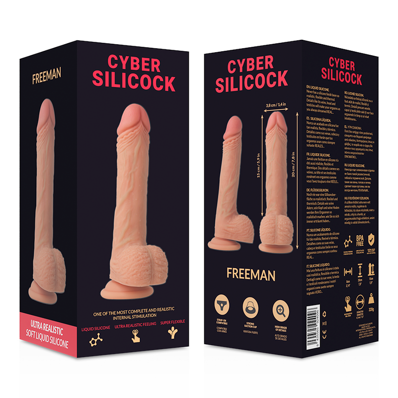 CYBER SILICOCK - FREEMAN REALISTIC LIQUID SILICONE 20 CM -O- 3.8 CM